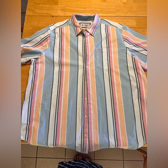 Original Penguin XXL big tall Blue Pink Stripe Button Down business casual